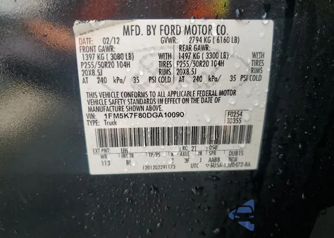 2013 Ford Explorer Limited from USA, damaged, VIN 1FM5K7F80DGA10090